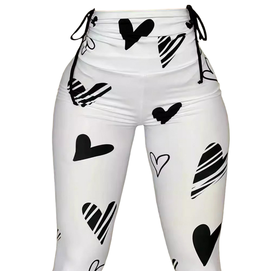 Women's Leggings Drawstring Heart Print Hip-hop Yoga Sports Fitness Leggings