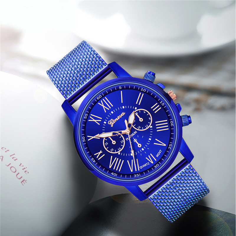 Roman Numeral Plastic Mesh Band Quartz Watch