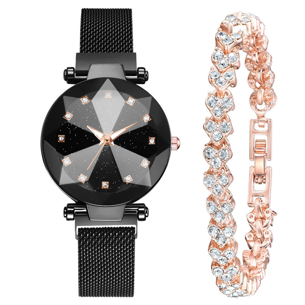 Dazzling Square Diamond Starry Sky Women's Watch Set: Elegance Meets Fashion