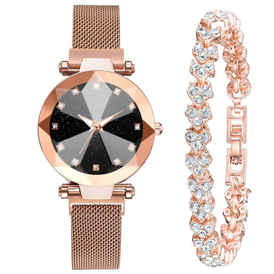 Dazzling Square Diamond Starry Sky Women's Watch Set: Elegance Meets Fashion