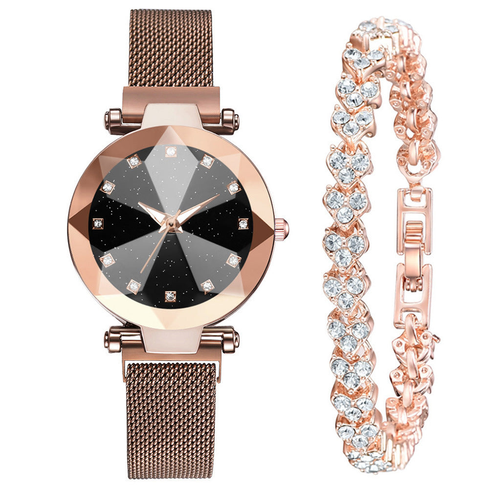 Dazzling Square Diamond Starry Sky Women's Watch Set: Elegance Meets Fashion