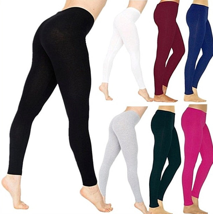 Women's Solid Color Leggings Stretch Nine-Point Leggings