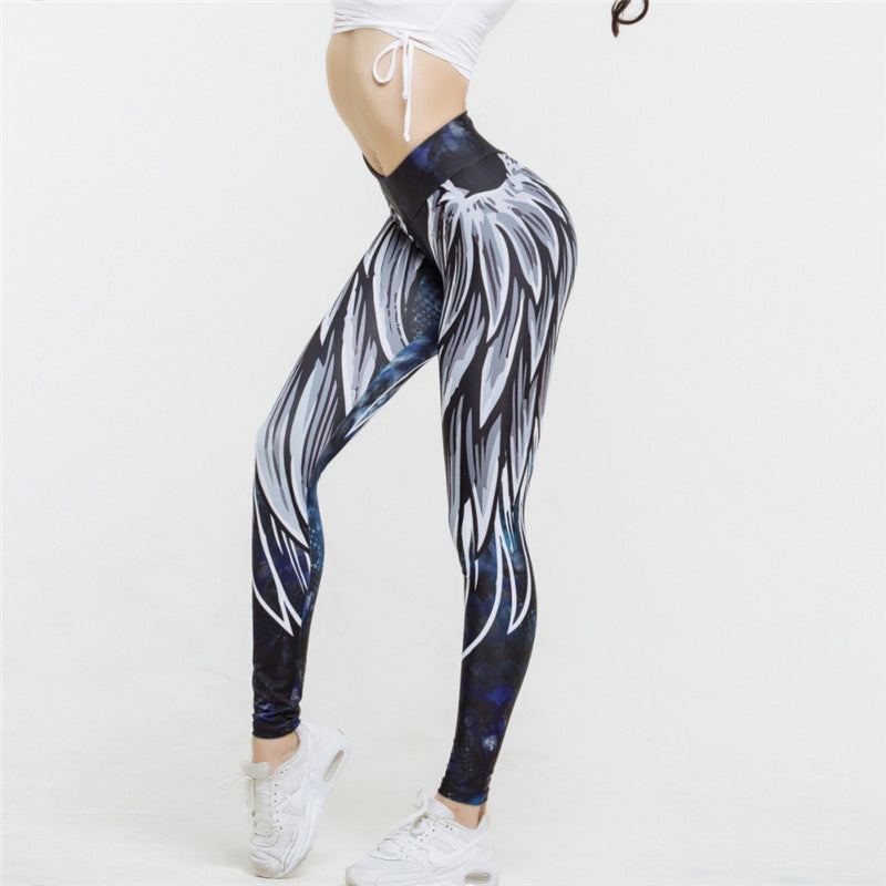 Leggings Angel Wings Printed Yoga Sports Hip-Up High-Waist Yoga Pants For Women