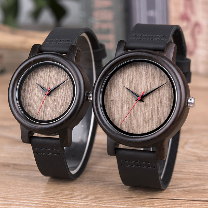 Elegant Solid Wood Watch With Shi Ying Movement - Minimalist Design with 12mm Thickness and 46mm Dial Diameter