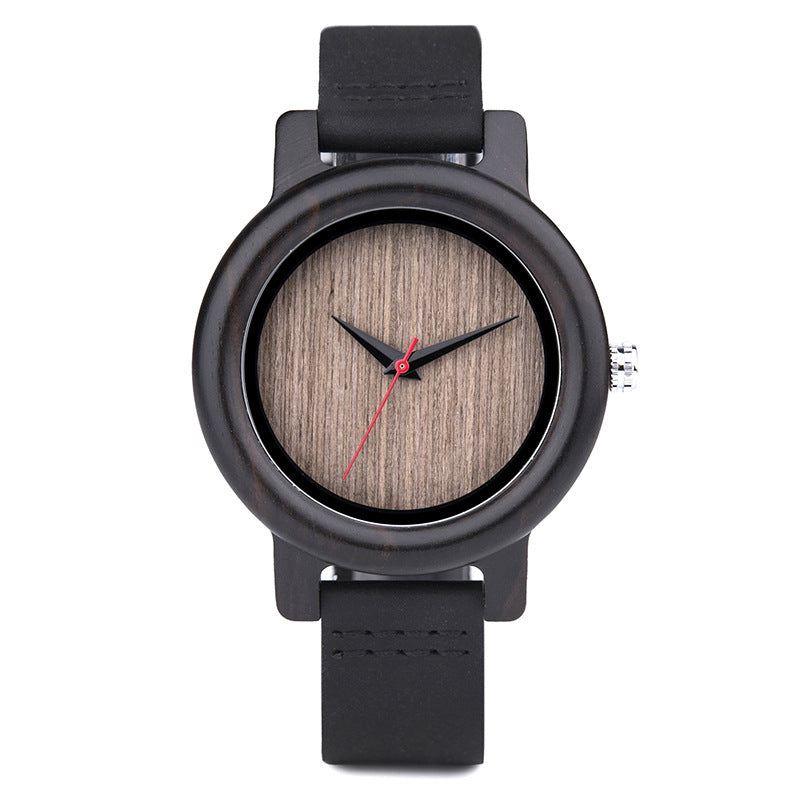 Elegant Solid Wood Watch With Shi Ying Movement - Minimalist Design with 12mm Thickness and 46mm Dial Diameter