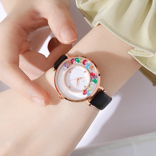 Graceful Gemstone Sphere Delicate Ladies Wrist Watch