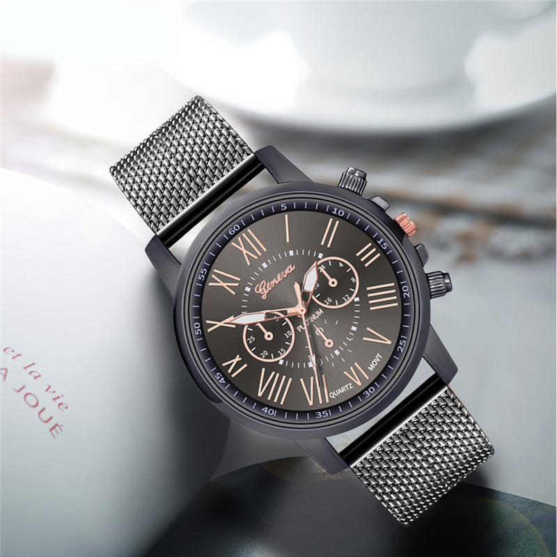 Roman Numeral Plastic Mesh Band Quartz Watch