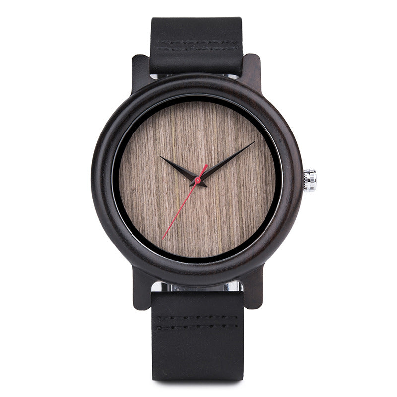 Elegant Solid Wood Watch With Shi Ying Movement - Minimalist Design with 12mm Thickness and 46mm Dial Diameter