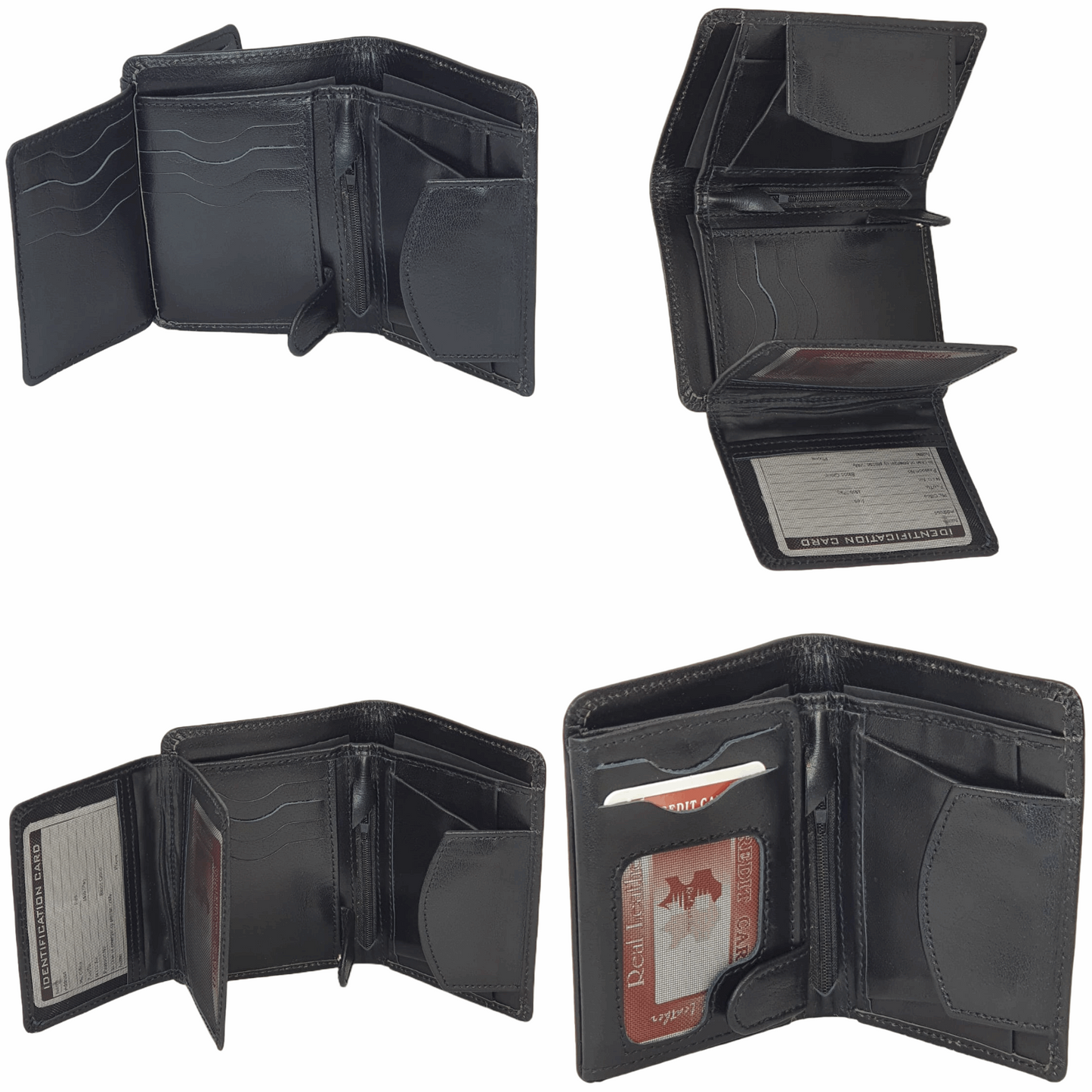 Real chow-hide Leather Wallet For Men Tri-fold wallet with Coin Pocket