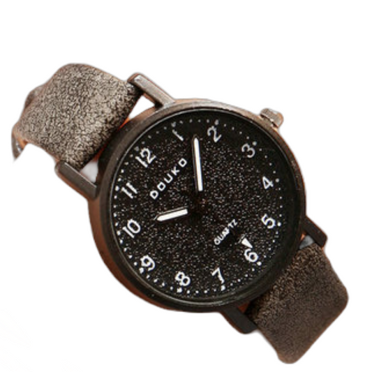 Ladies Women Fashion Vintage Frosted Stone Pattern Leather Strap Watch