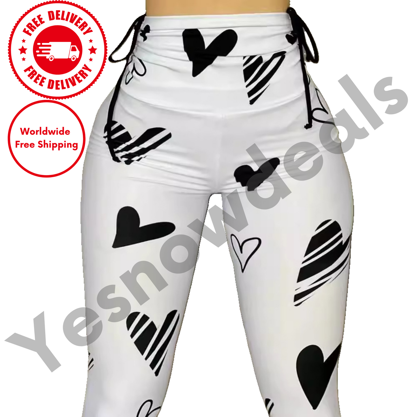 Women's Leggings Drawstring Heart Print Hip-hop Yoga Sports Fitness Leggings