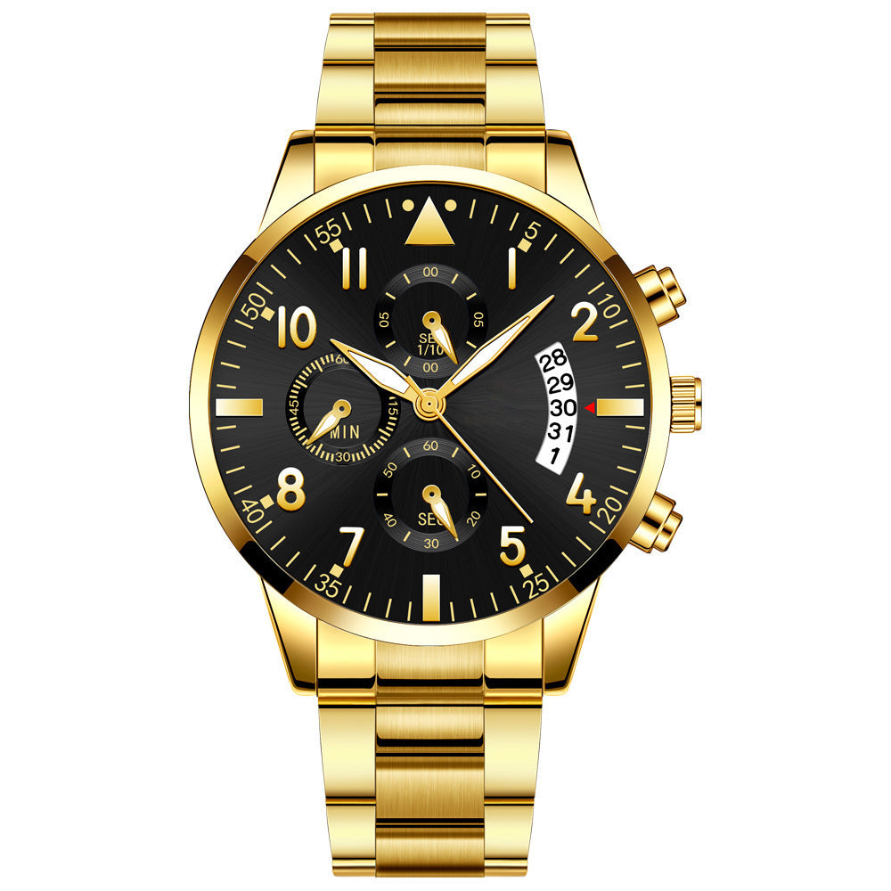 Men's Quartz Watches: Black, Gold, and Silver Options with Striking Needle Designs