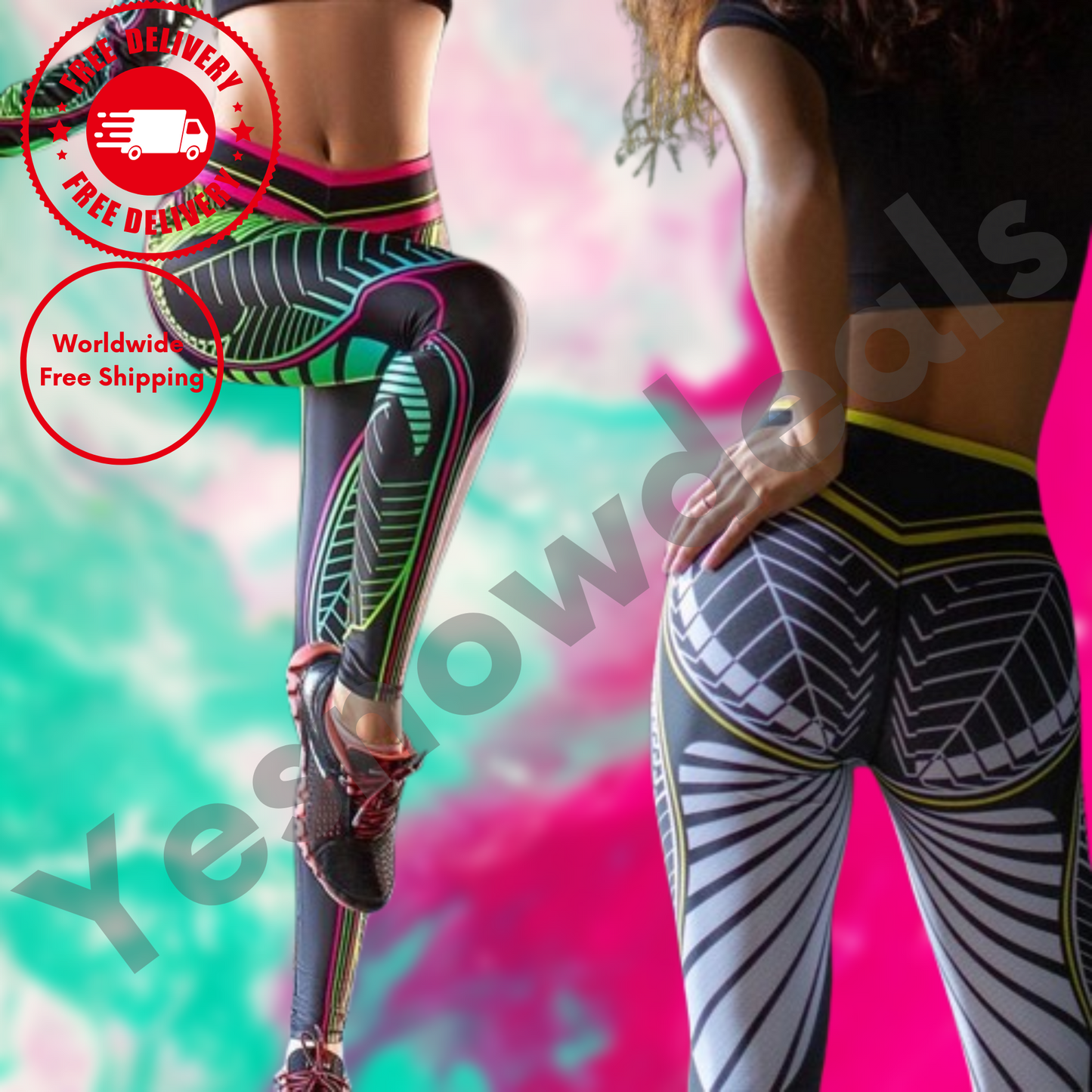 Chic Spider Web Print Leggings for Women – Tummy Control, Soft Yoga Pants for Workout & Running