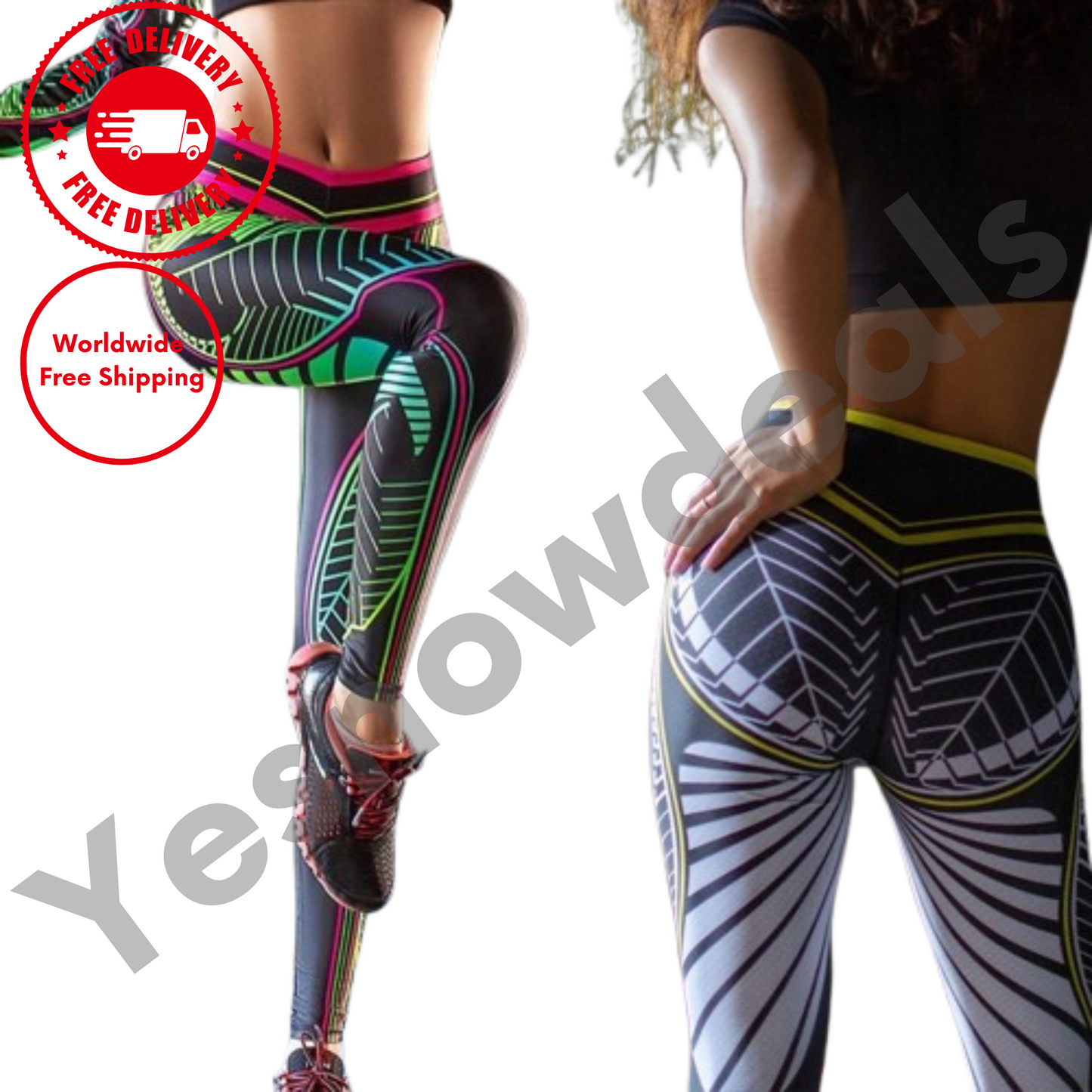 Chic Spider Web Print Leggings for Women – Tummy Control, Soft Yoga Pants for Workout & Running