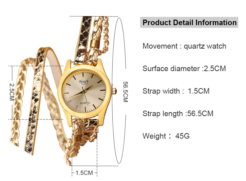 Ladies Gold Colour winding bracelet watch