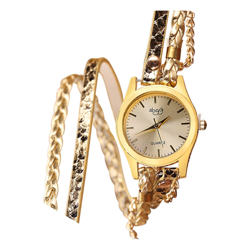 Ladies Gold Colour winding bracelet watch